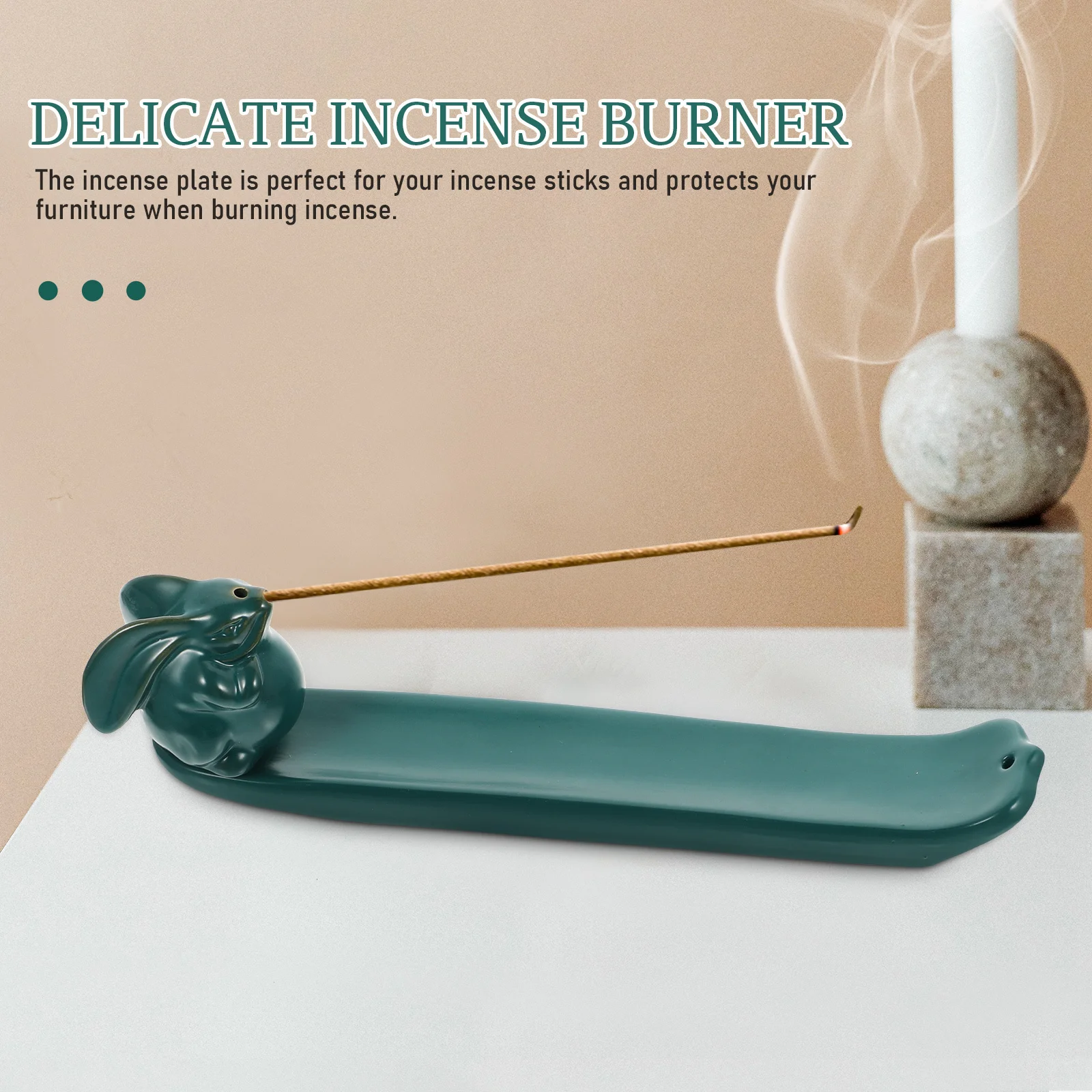 

1Set Decorative Incense Burner Rabbit Shaped Compact Design Perfect for Reading Tea Time Home Office Table Incense Holder
