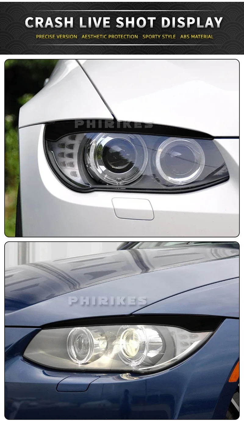 ABS Gloss Black Headlight Eyebrows Eyelid For BMW 3 Series E92 E93 3 Series 2007 2008 2009 2010 2011 2012 2013 2014