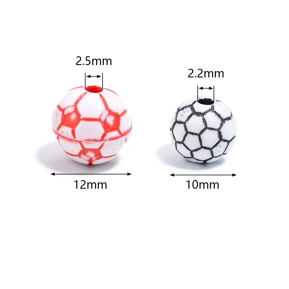 30-50Pcs/Lot 10mm 12mm Round Football Acrylic Beads Spacer Loose Beads For DIY Crafts Ornament Making Clothing Finding Accesso