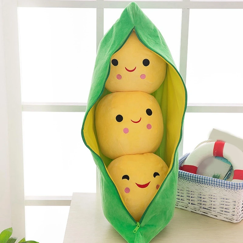 لعبة البازلاء المحشوة بالنبات من القطيفة الناعمة للأطفال ، إغلاق بسحاب ، وجه مبتسم ، وسادة مملوءة ، قطن بولي بروبلين ، 2 من القطن