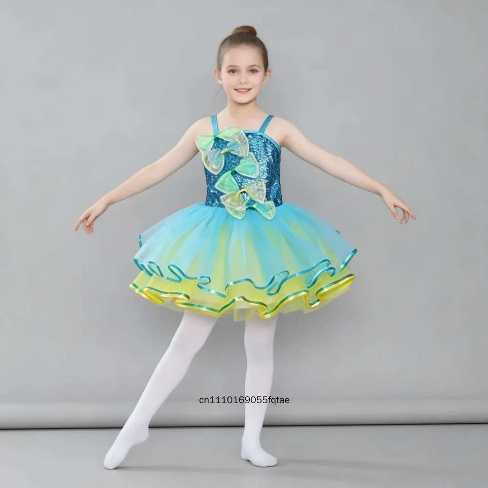 

Платье из тюля с пайетками для девочек, детская пышная юбка-пачка, детское пышное бальное платье для детского сада, танцев, выступлений, вечеринок, костюм