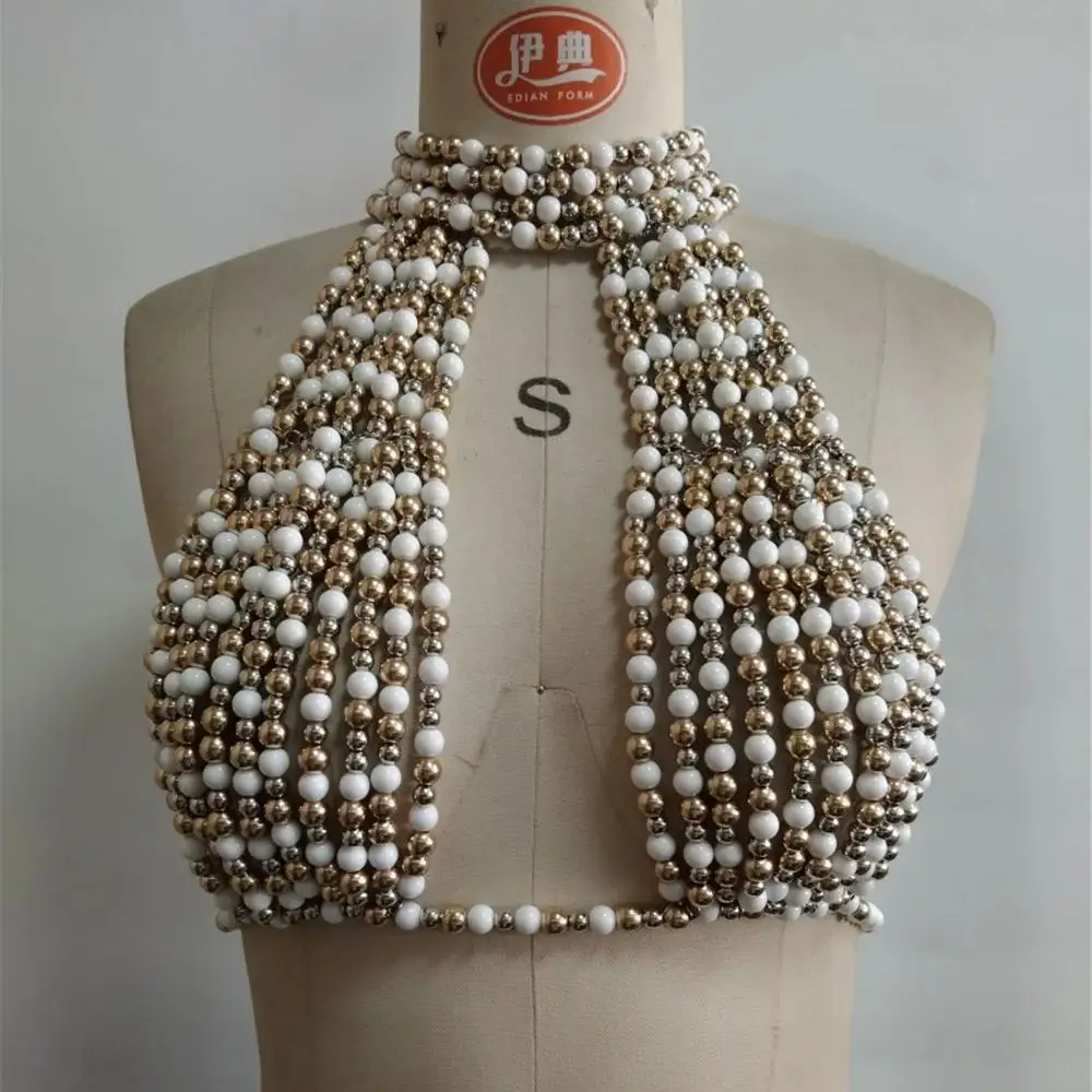 ยุโรปและอเมริกาเซ็กซี่ลูกปัด Body CHAIN สําหรับผู้หญิง,ชายหาดบิกินี่หน้าอก CHAIN,Openwork เสื้อกั๊ก,สไตล์โบฮีเมียนชุดปาร์ตี้