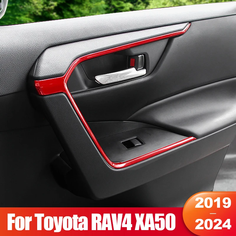 

For Toyota RAV4 XA50 2019 2020 2021 2022 2023 2024 RAV 4 Hybrid Car Door Armrest Trims Strip Cover Interior Accessories