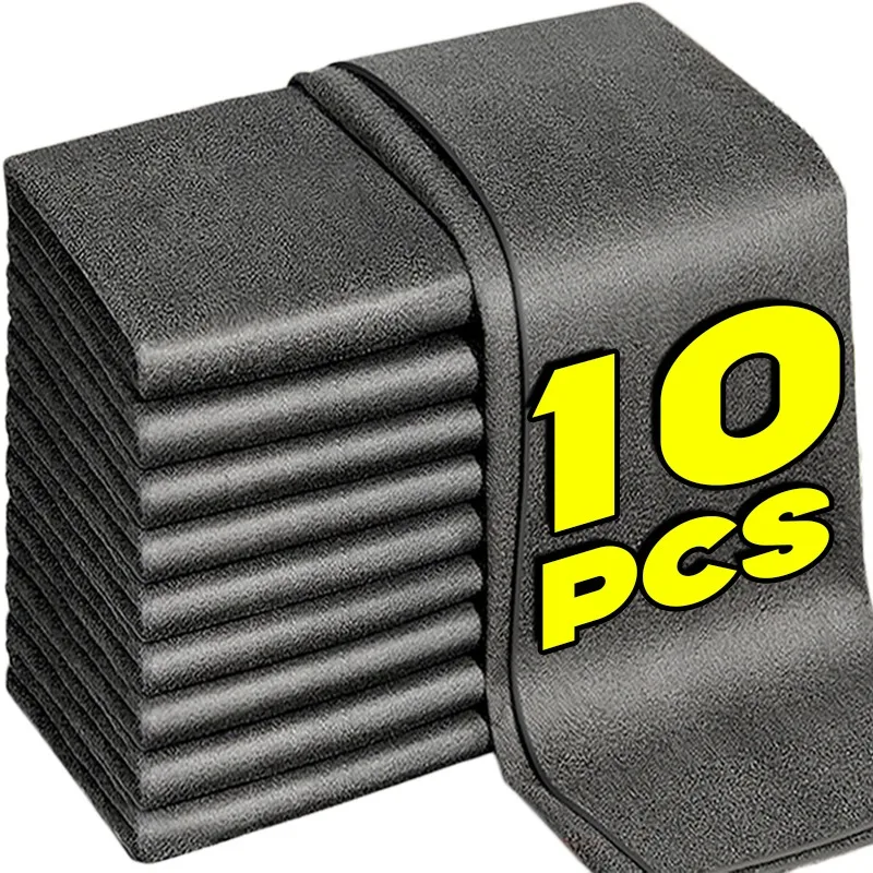 Paños de limpieza mágicos gruesos, paño de microfibra reutilizable súper absorbente para vidrio y ventanas, toalla de lavado y secado para coche, 10/1 Uds.
