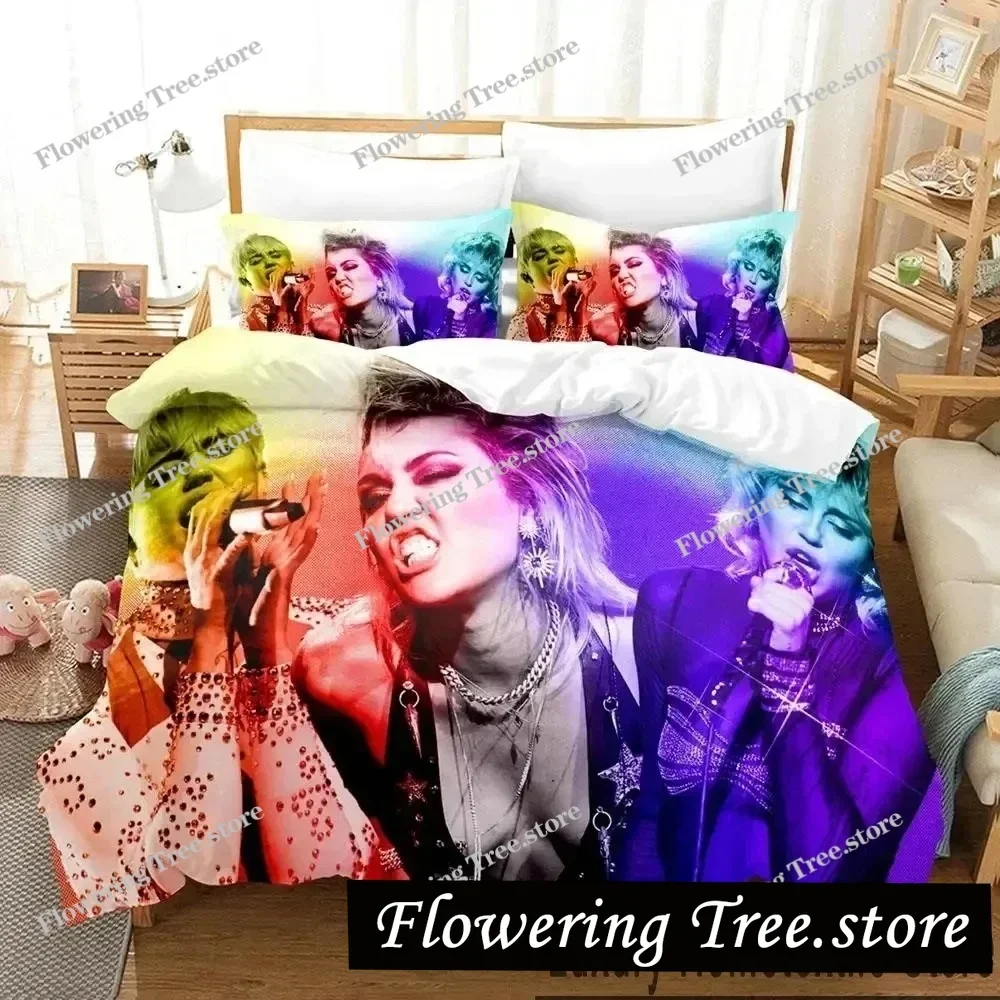 

3D Print Miley Cyrus Singer Bedding Set Duvet Cover Bed Set Quilt Cover Pillowcase Comforter king Queen Size Boys Adult Bedding