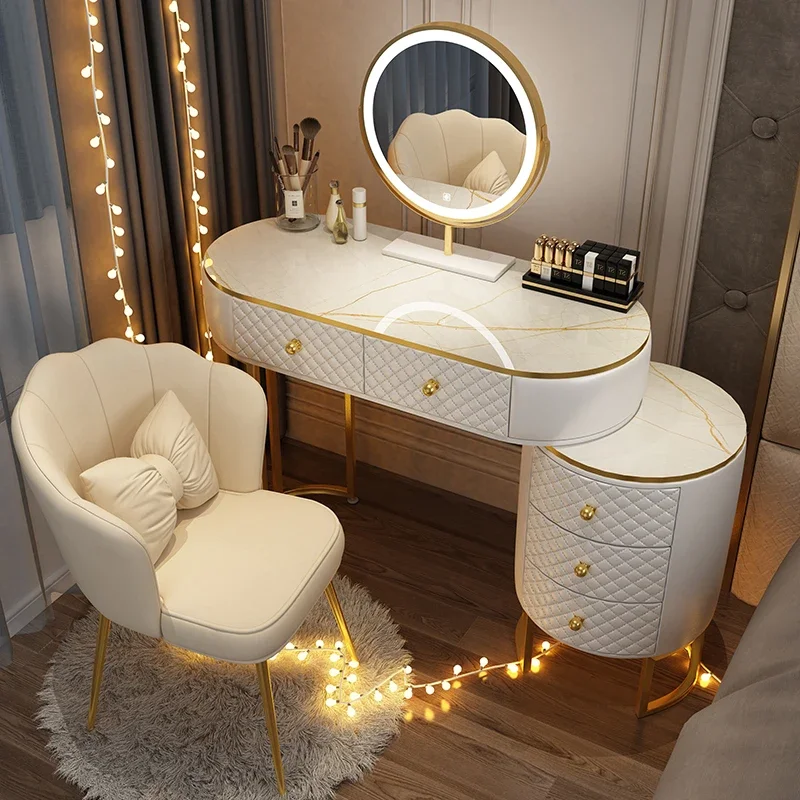 

Design Women Makeup Vanity Table Drawer Mirror Dresser Stand Makeup Table Storage Cabinet Penteadeira Home Furniture