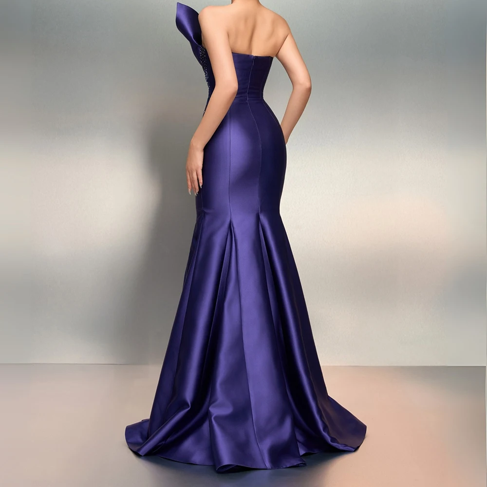 Personalizado a linha vestidos de noite até o chão sem alças sem mangas vestido de baile moda miçangas sem costas simples drapeado vestido de festa