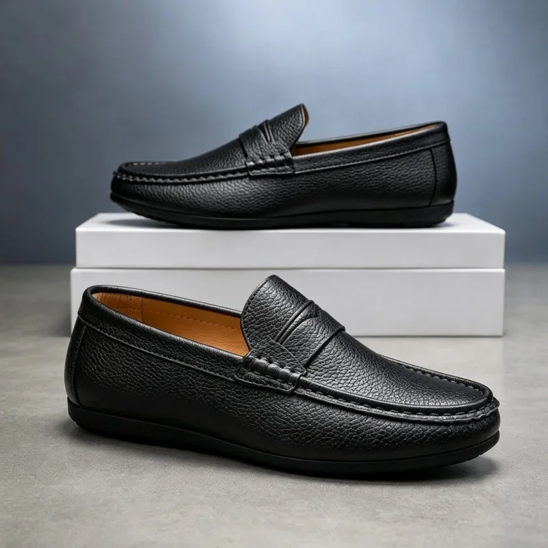 Classic Design Casual Shoes For Men Slip-on Shoes Comfortable Leather Loafers Man Non-slip Men's Driving Shoes Flat Lazy Shoes