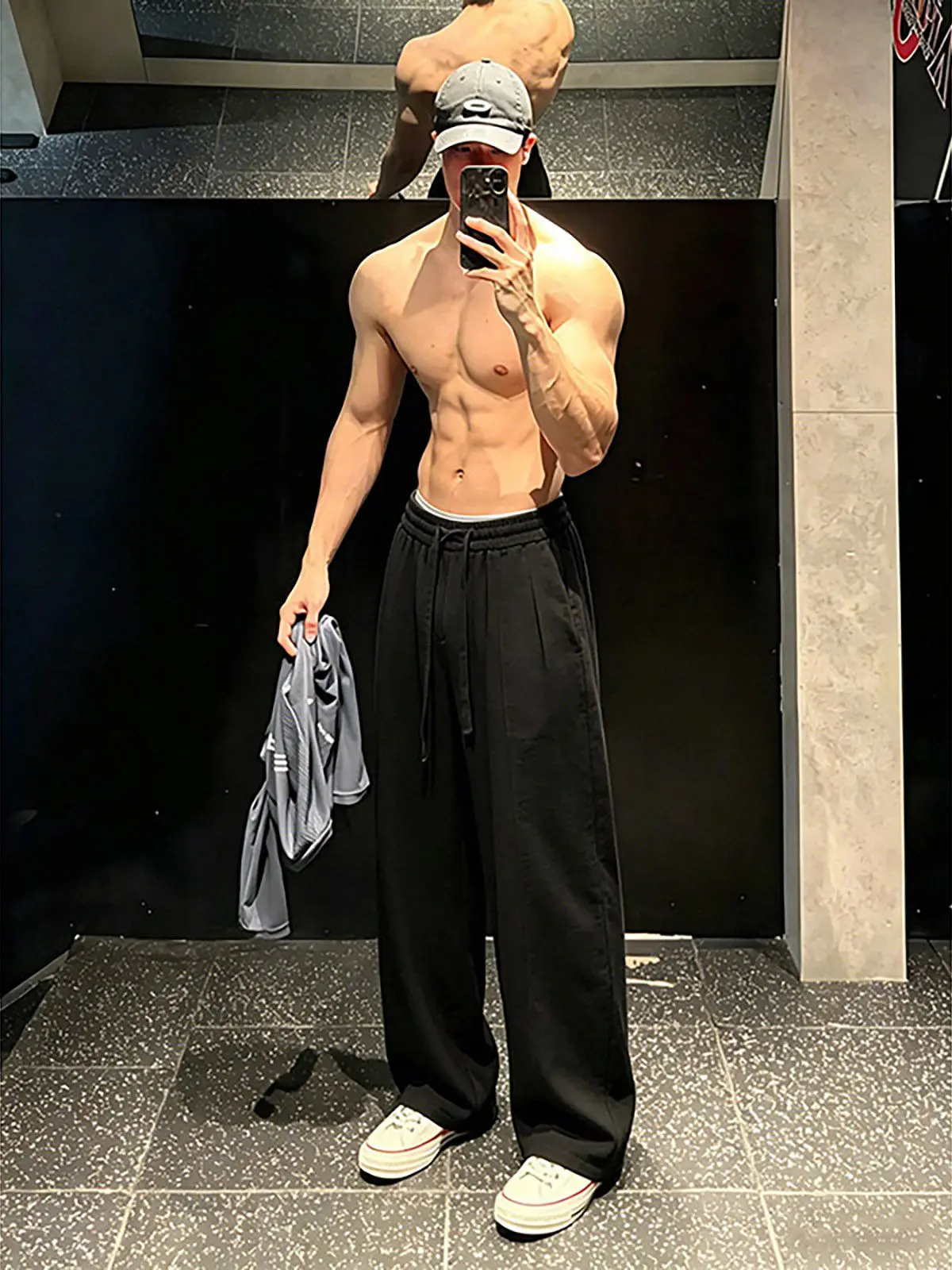 Ice Silk Simulation Linen Wide Leg Pants Men's Thin Quick Dry Breathable Loose Casual Straight Cut Trousers Summer Wear