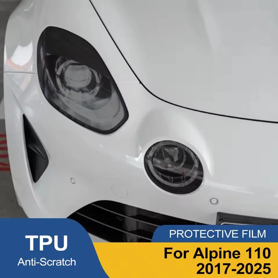 For Alpine 110 Smoke Black Pre Cut Car Headlight Protective Film TPU PPF Anti-Scratch Car Vinyl Wrap Kit High-Gloss Film Kit