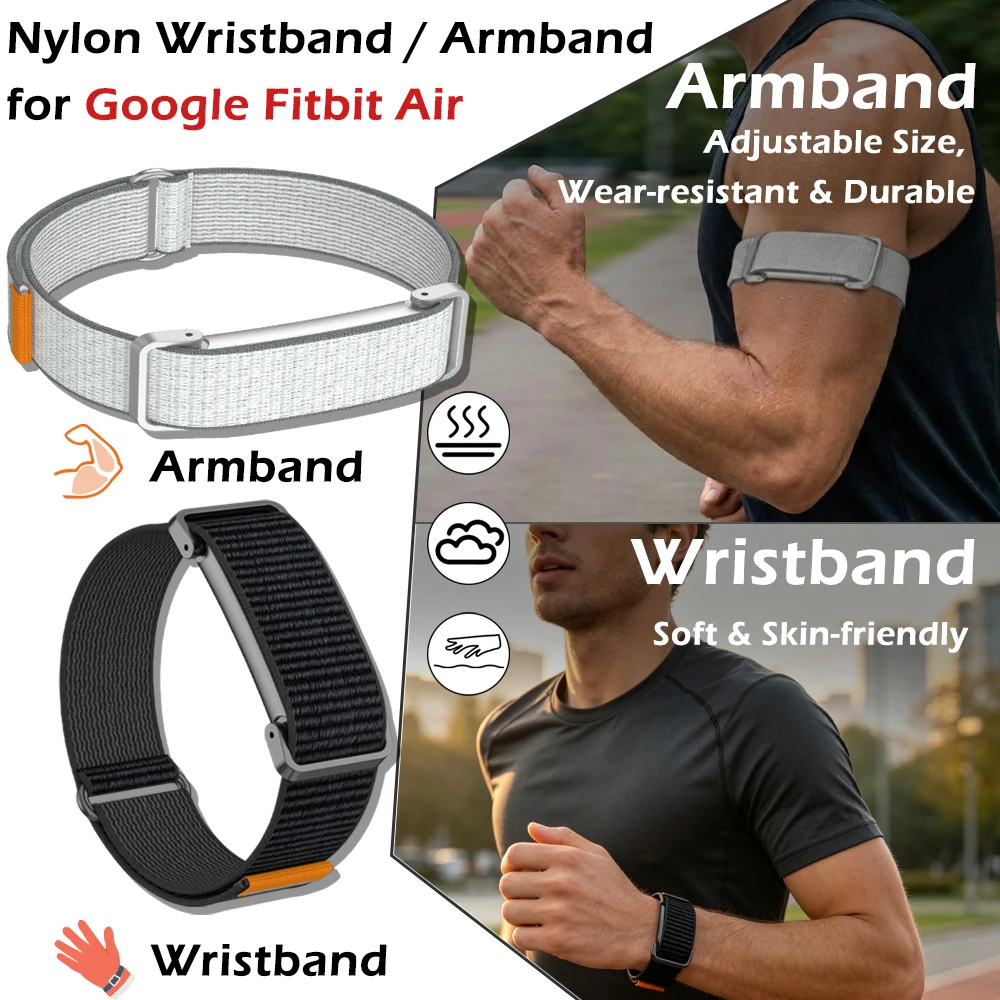 Sport Nylon Wristband Armband for Google Fitbit AirOne-Piece Lightweight Nylon Strap with Metal Frame for Google Fitbit Air