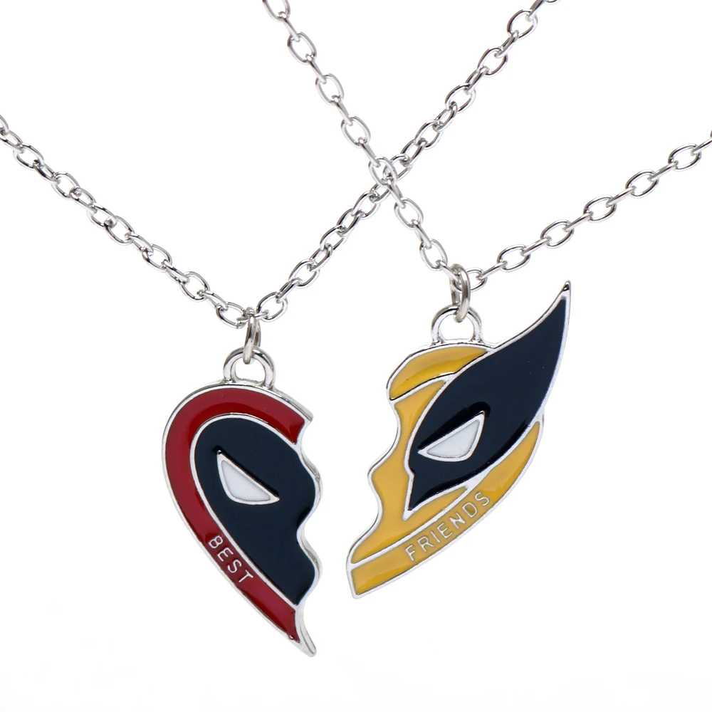 2Pcs/set Spider Best Friends Necklace Set Split Heart Matching Pendant Necklace for Women Men Cosplay Halloween Gift