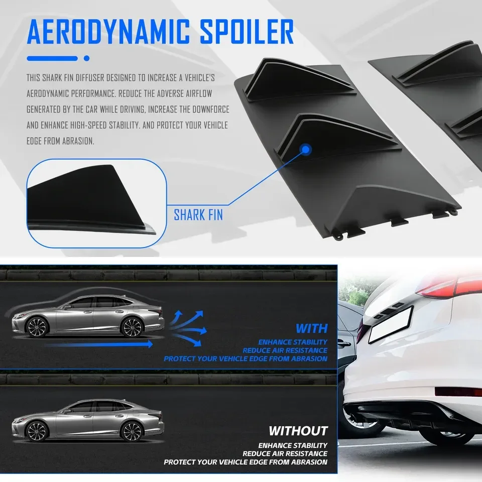 81.5cm Universal For Acura TL ILX TLX TSX MDX RDX 5 Rear Bumper Diffuser 5 Shark Fin Splitter Spoiler Cover Car Accessories