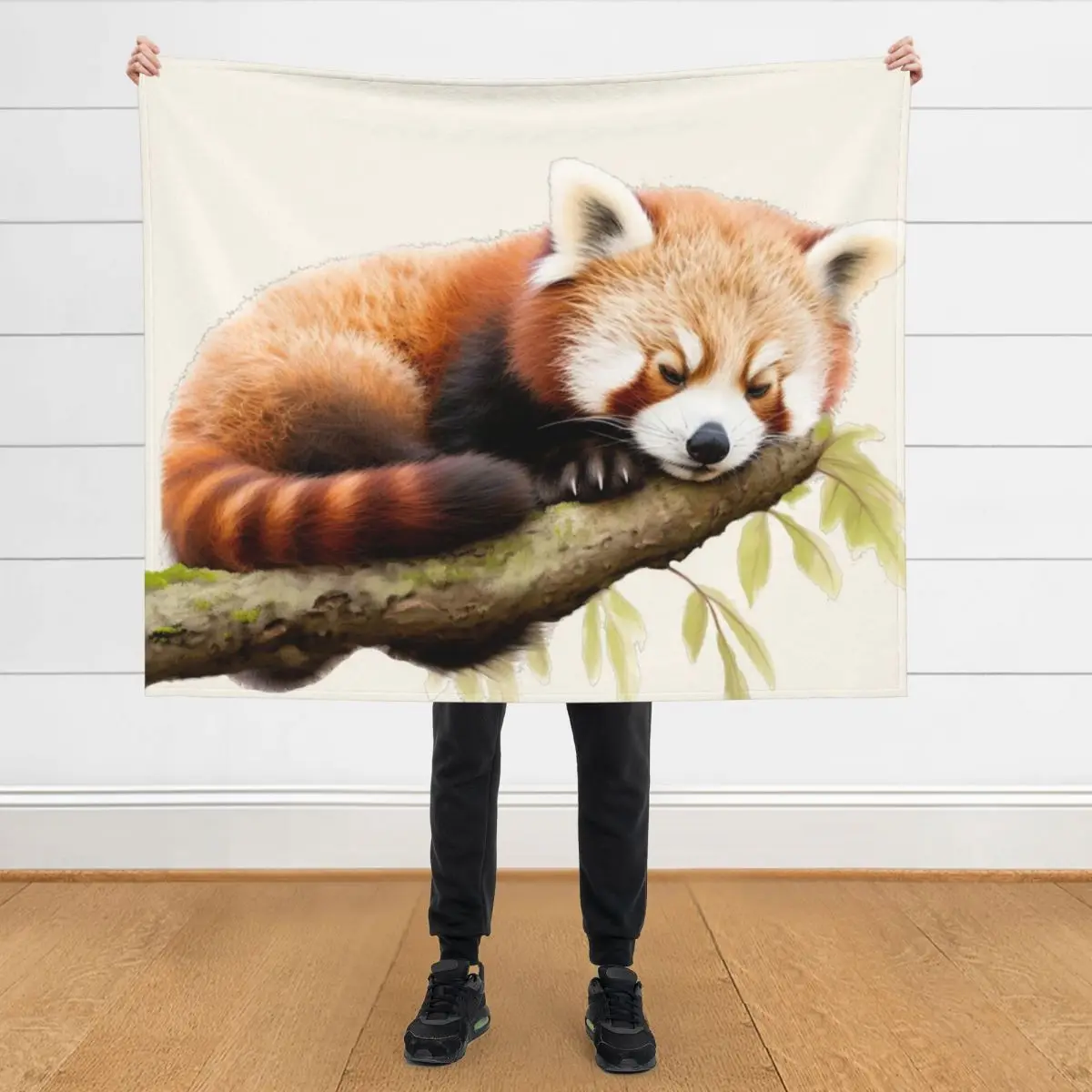 

Sleepy red panda Throw Blanket halloween Plaid Fashion Sofas Warm Blankets