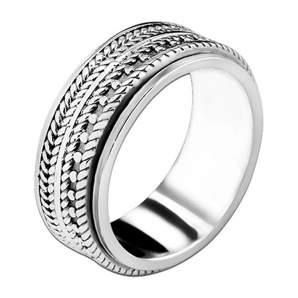 BOCAI S925 Sterling Silver Rings for Women Men New Fashion Wheat-Ear Pattern Rotatable Pure Argentum Jewelry Wholesale