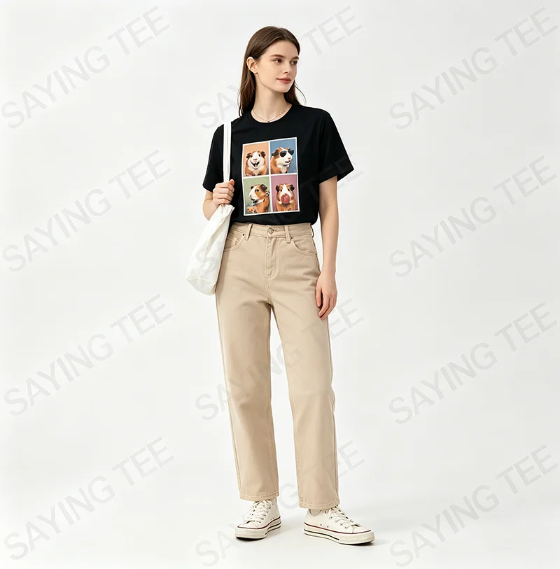 Meerschweinchen Lustiges Meerschweinchen-T-Shirt Y2k Niedliche Damen- und Herrenmode Streetwear Kleidung Humor Tierdruck Ästhetisches T-Shirt Geschenk – Detail 7