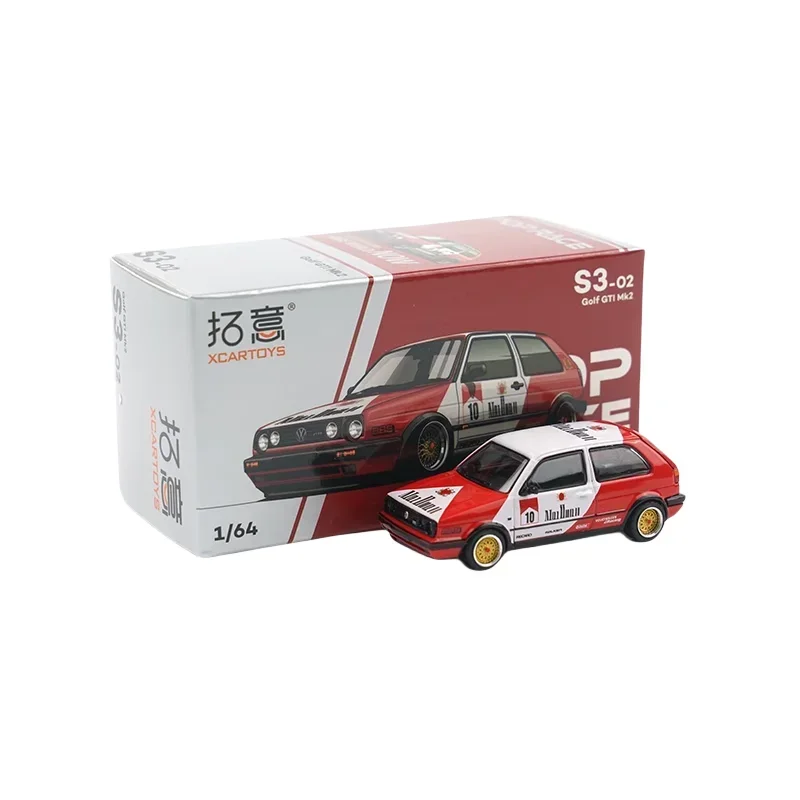 XCARTOYSGolf Rally Golf GTI Mk2- Red and White Color miniature 1:64 Boys collection Alloy car model display for children's gifts