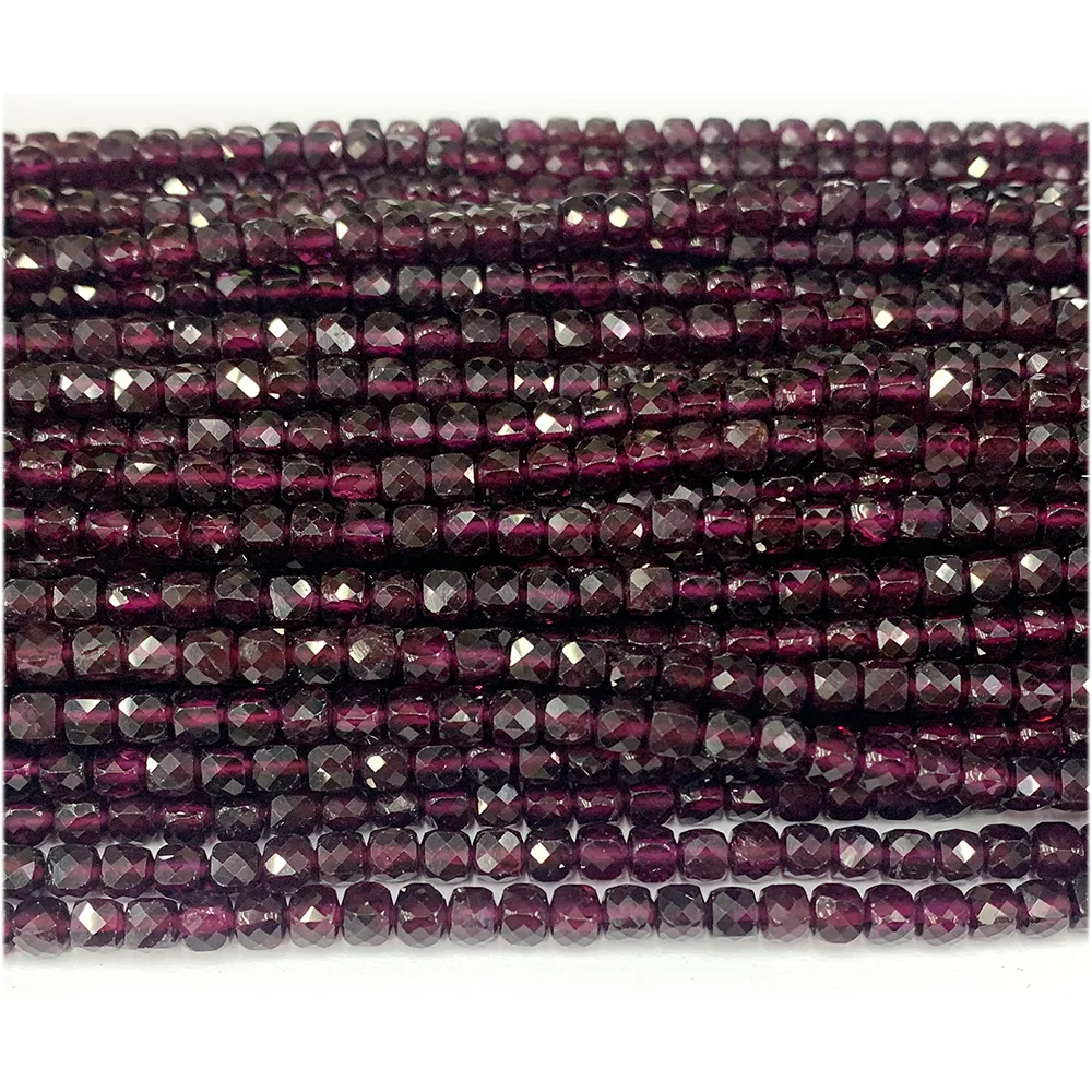 Veemake Natural Purple Garnet Irregular Cube Almandite Pyralmandite Faceted Small Jewelry Beads 08146