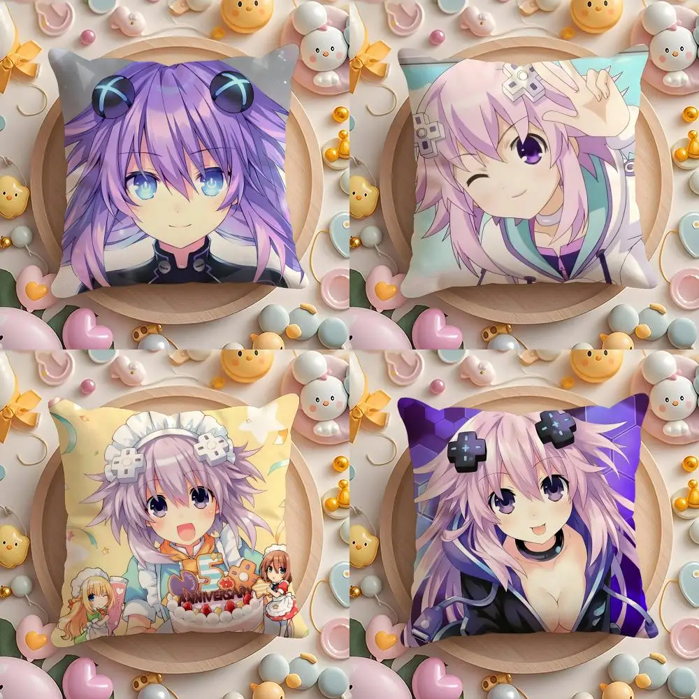 Hyperdimension Neptunia Cute Cushion Cover Home & Car Multi-Scene Pillow Cover - Reversible, Soft & Durable for Daily Use