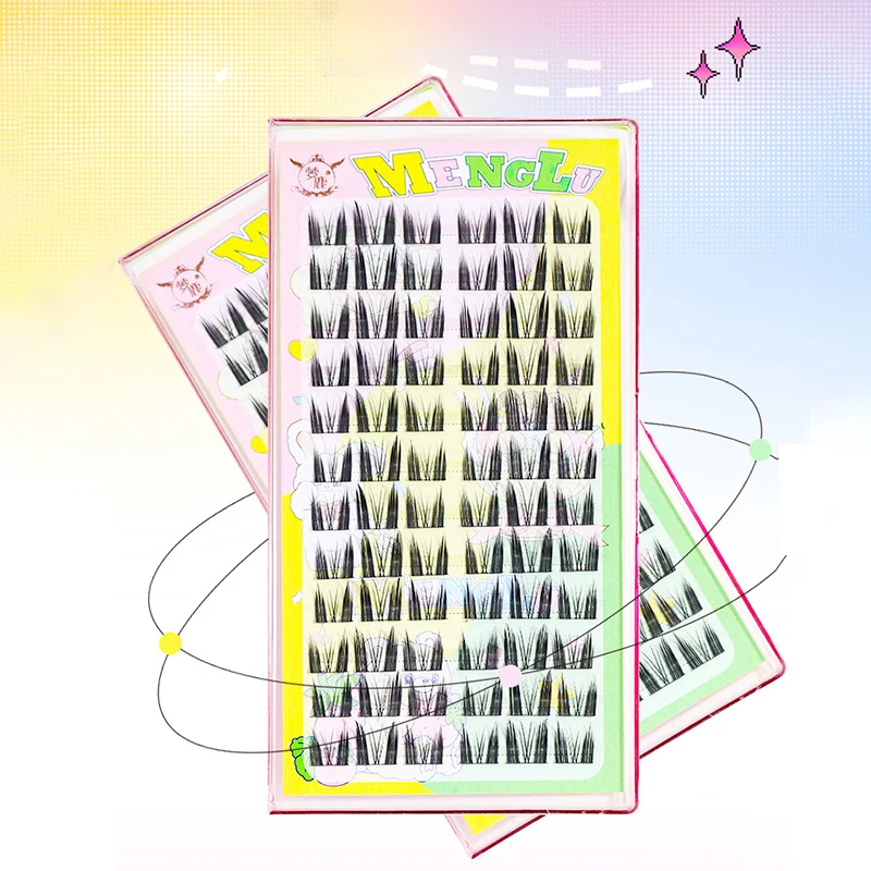 10 /12 Lines Large Box Single Cluster Segmented Thick Style Small Devil False Eyelash Cartoon False Eyelash