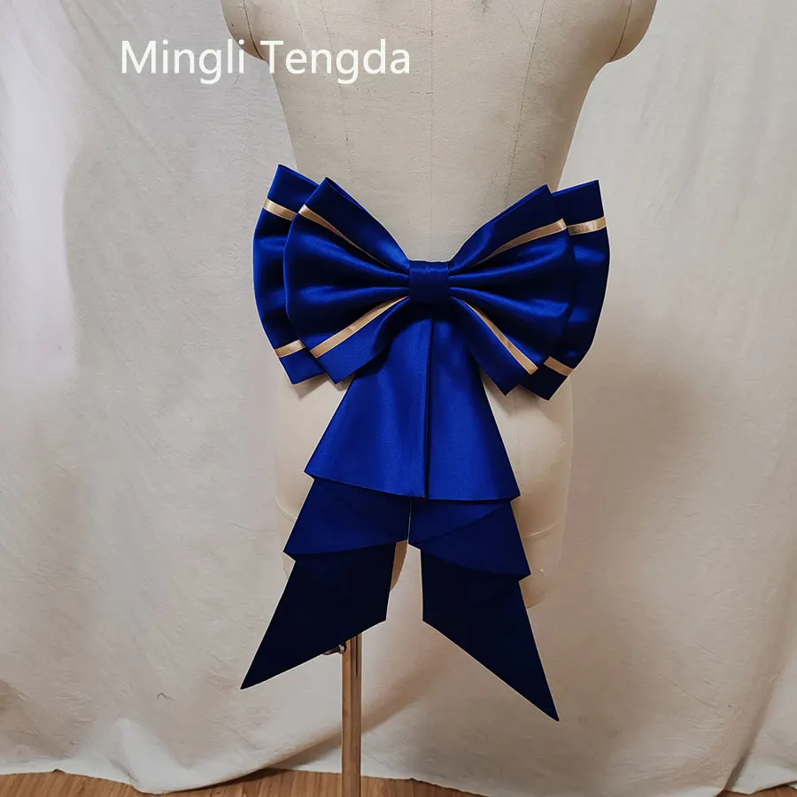 Mingli Tengda Royal Blue Stain Seperate Gold Bow Wedding Knots Removeable With Pin Accessories Belt Bride Bowknot Lolita Custom