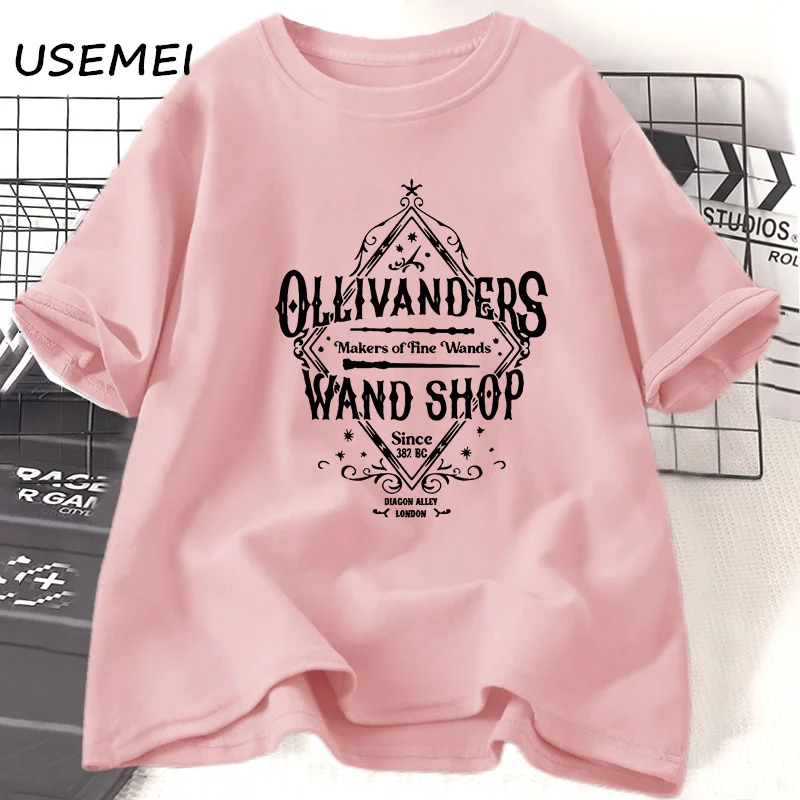 Ollivanders Wand Shop Économie pour femmes, Économie en coton d'été, T-shirt décontracté à manches courtes, T-shirt à imprimé graphique, Vêtements esthétiques