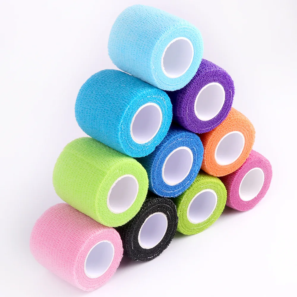 4.5m Color Self Adhesive Elastic Bandage Breathable Wrap Tape Rolls Elastoplast for Sports Injury Wrist Ankle Palm First Aid Vet