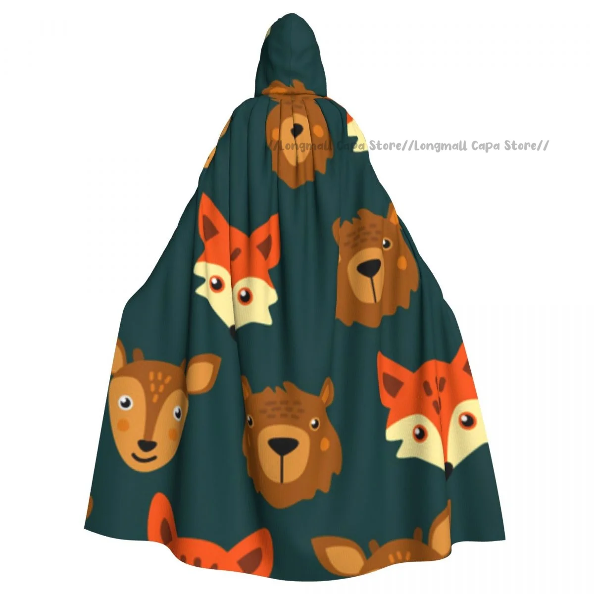 Cute Friendly Forest Animals Hooded Cloak Coat Halloween Cosplay Costume Vampire Devil Wizard Cape Gown Party