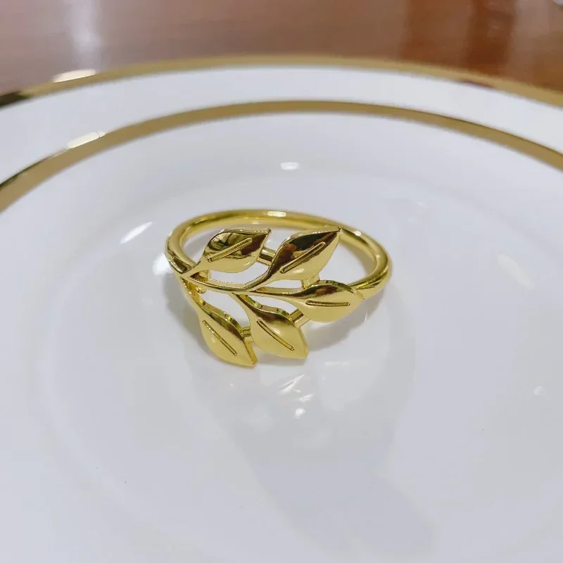 1pc Gold Leaf Napkin Rings Fall Napkin Holder for Hotel Wedding Dinnig Table Decoration Napkin Buckles