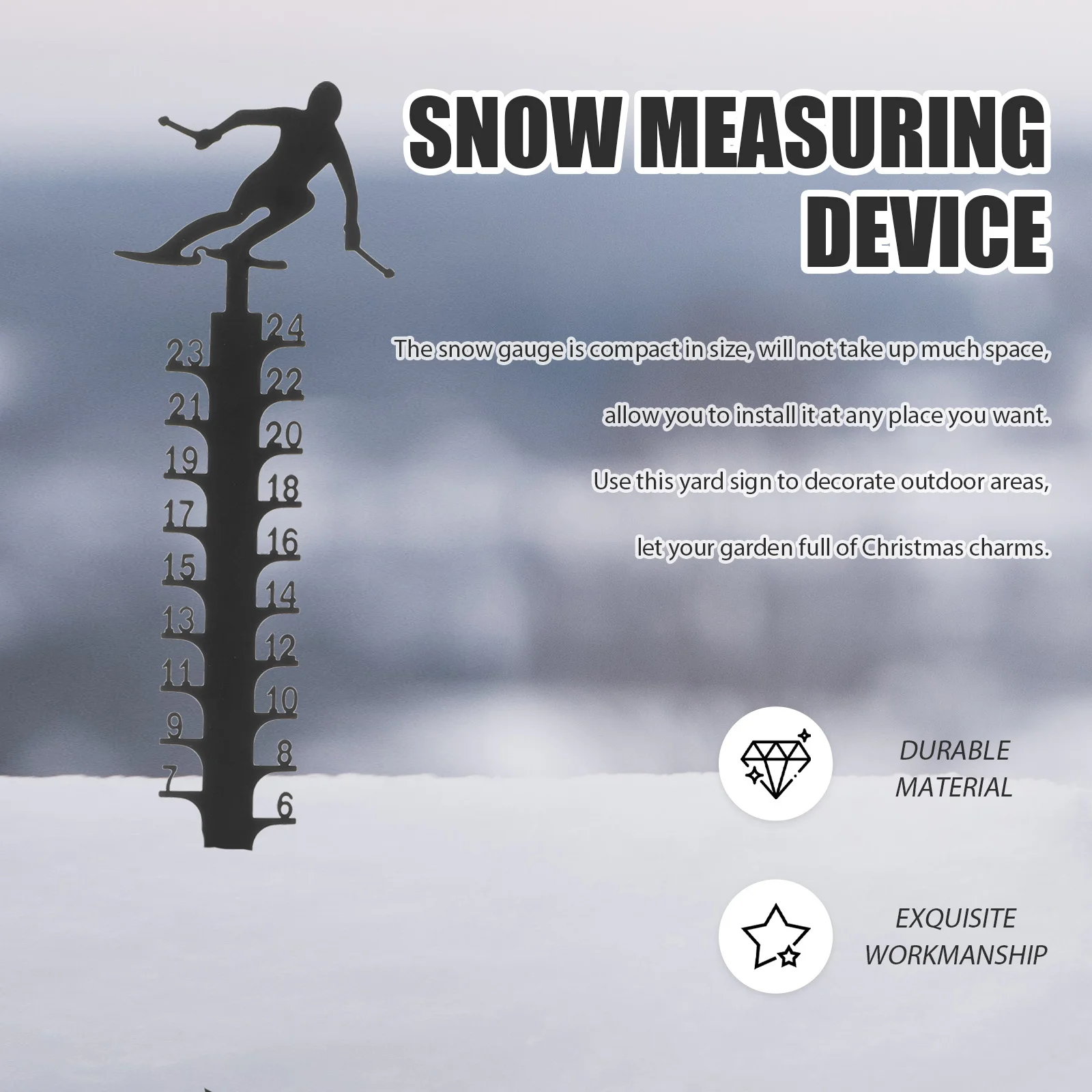 

Outdoor Gauge Metal Christmas Lawn Scene Decoration Snow Measuring Device Yard Ground Insert Rain Gauge Outdoor