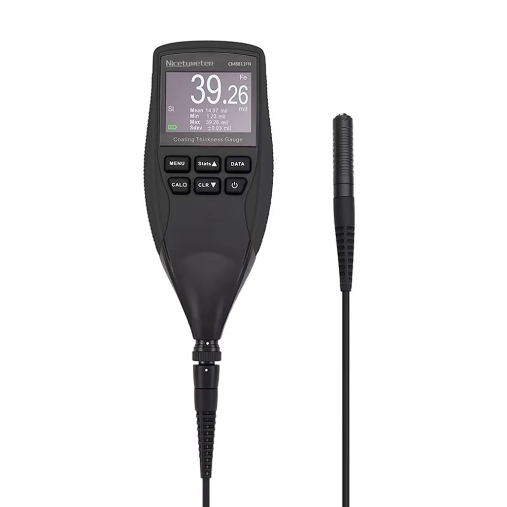 NicetyMeter Fe/NFe Digital Coating Thickness Gauge TFT LCD Car Painting Film Meter 0-1250um Separate Probe Backlight Data Store image 2