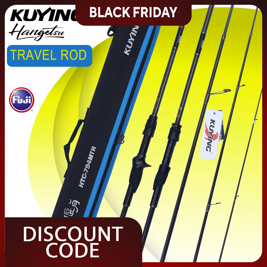 

KUYING HANGETSU 4-Section Travel Rod 7'9" Fast Action Carbon 2-8lb Lure Mini Pocket Rock Fishing Lure Rock Fish 2025 New