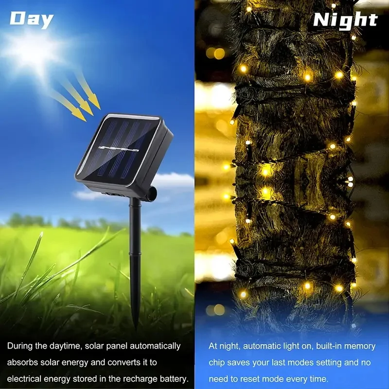 LED الشمسية السماء نجمة ضوء سلسلة في الهواء الطلق مقاوم للماء 8 طرق فناء ضوء عطلة الديكور ضوء ديكور حديقة المنزل الطرف