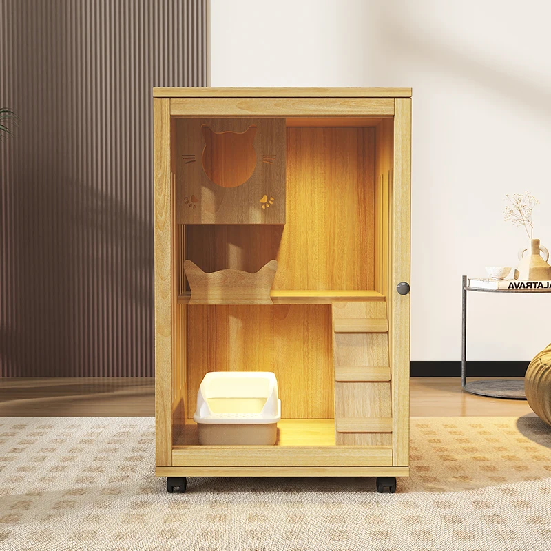 Cat nest solid wood cat villa home cat cage indoor  luxury two-color