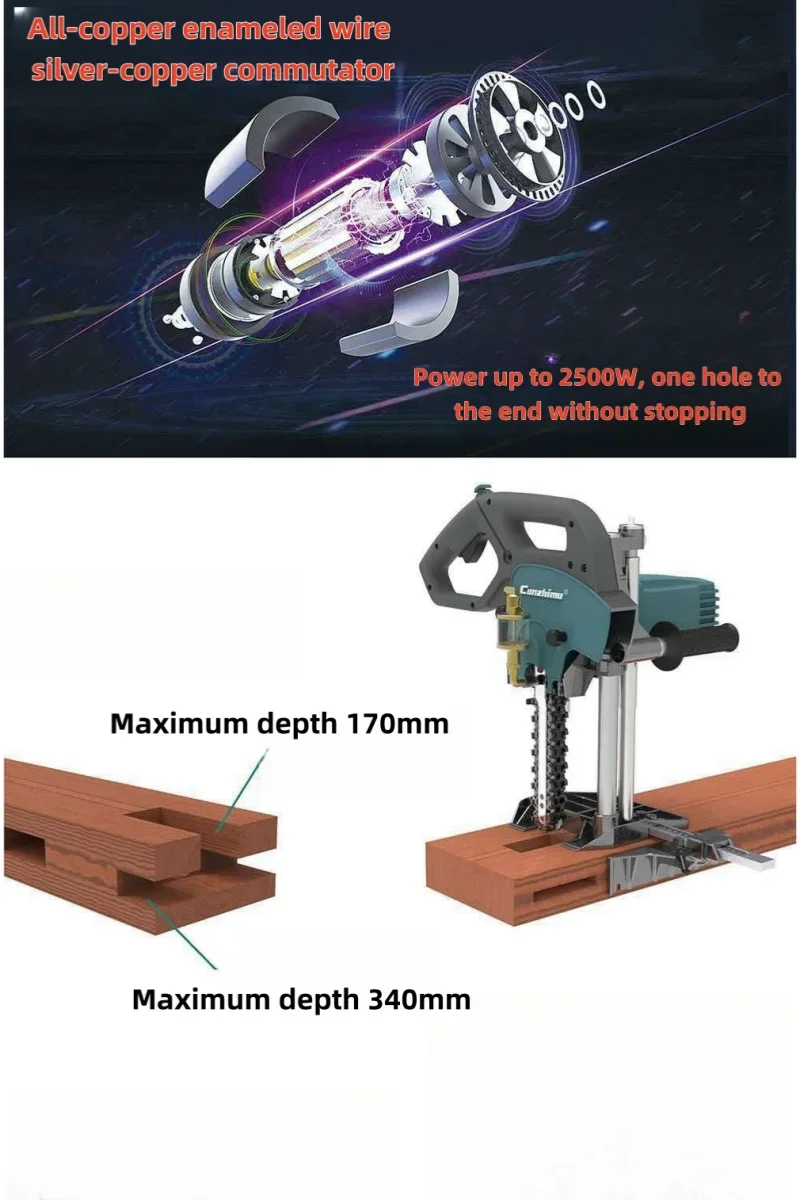 Con buena calidad del producto, máquina de mortaja de cincel, máquina de mortaja de cadena, máquina perforadora de agujeros cuadrados de mortaja de madera