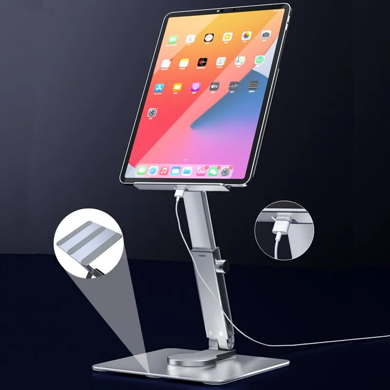アルミ製タブレットスタンド360 ° 回転可能な折りたたみ式デスク