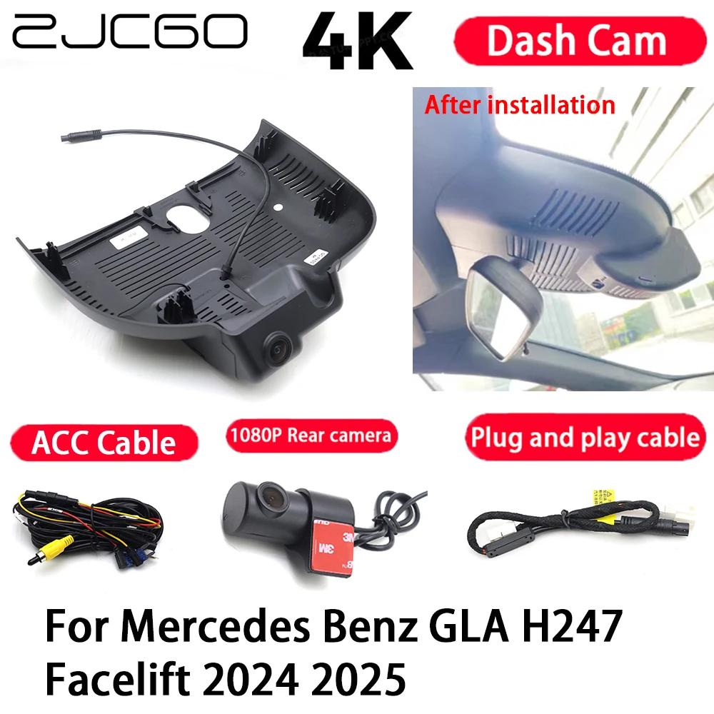 Car Camera 4K Plug and Play Dash Cam Video Recorder Night Vision for Mercedes Benz GLA H247 Facelift 2024 2025