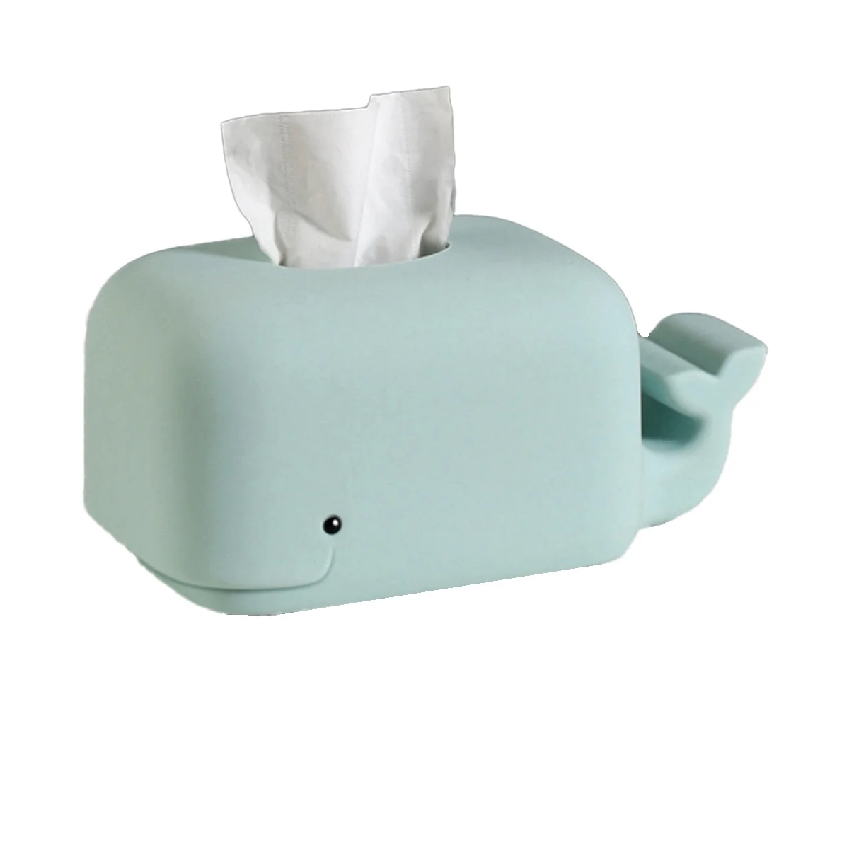 Silicone Tissue Box Phone Holder Kitchen Bathroom Home Office Storage Boxes Desktop Napkin Holder Dispenser Case-Blue