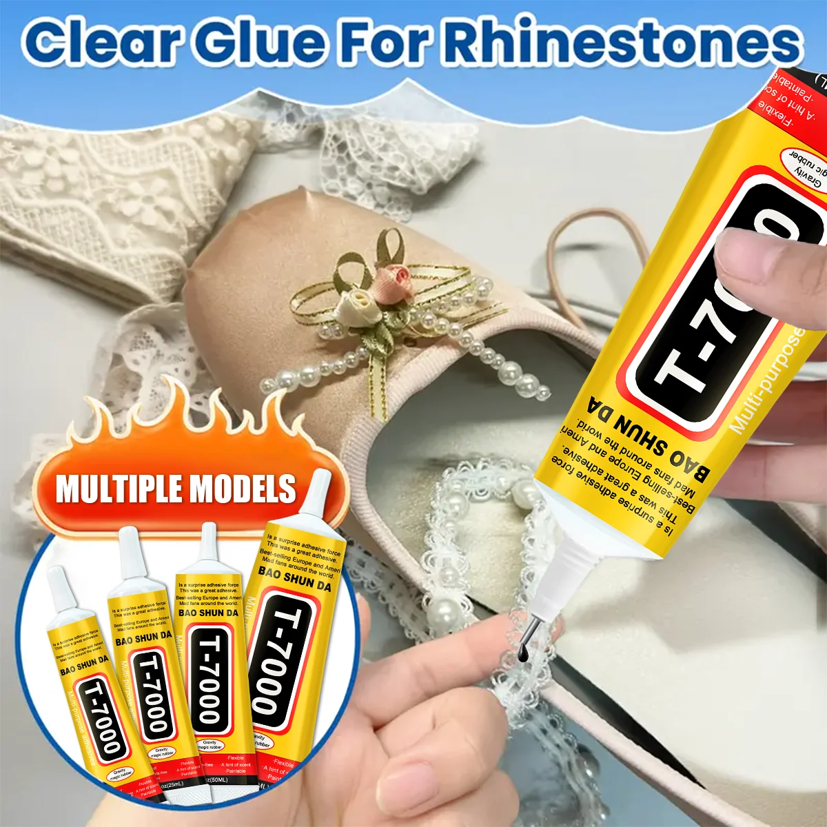 E7000 transparent contact adhesive, fiber fabric adhesive for DIY, multi-purpose wedding dress, leather bag, diamond glass.