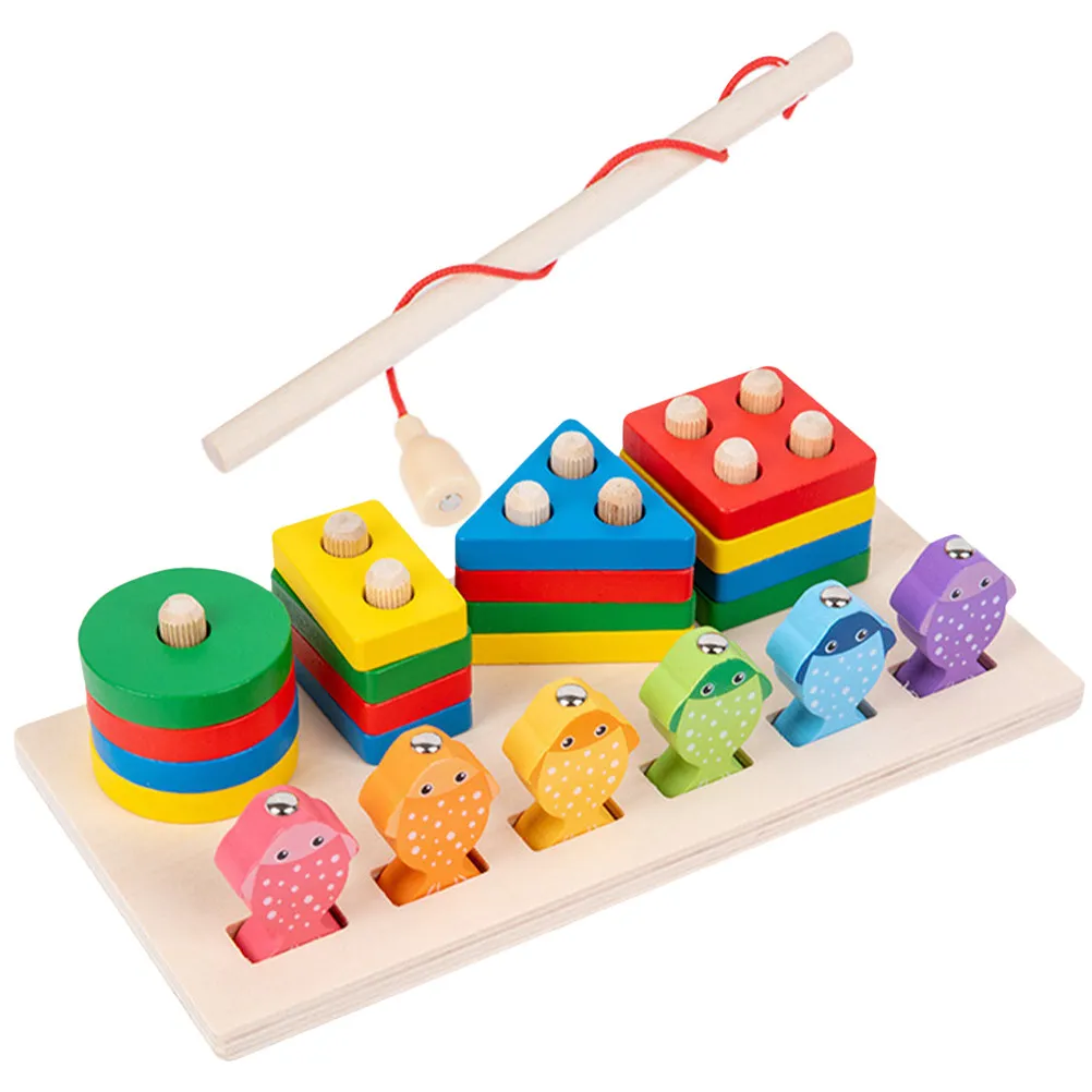 

1Set Wooden Matching Block Cartoon Fishing Game Educational Puzzle for Toddlers Hand Eye Coordination Creativity Development
