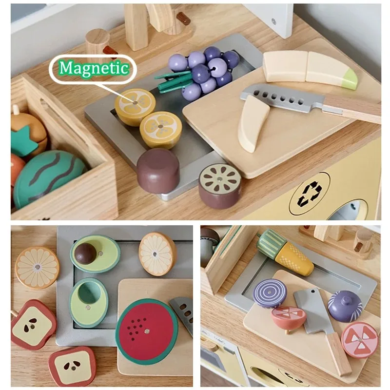 Houten Voedsel Snijden Speelspeelgoed Kinderkeuken Voedselaccessoires Speelgoedset Doe alsof Voedsel Fruit Groente Educatief Cognitie Speelgoed Cadeau