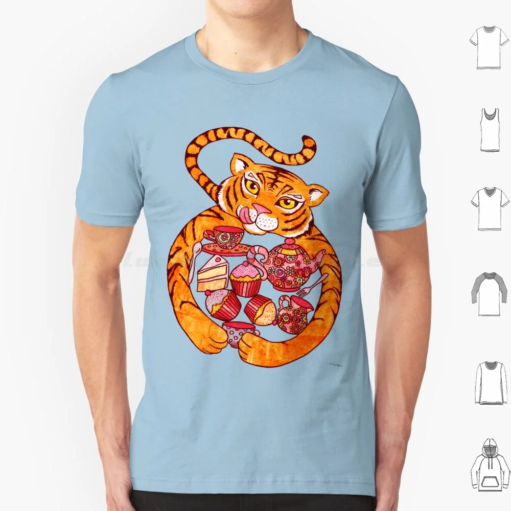 The Tiger Who Came To Tee T Shirt 6Xl Cotton Cool Tee Micklyn Tiger Tea Teapot Cup Cute Kids Girl Cupcake Cake Fun Funky Girly