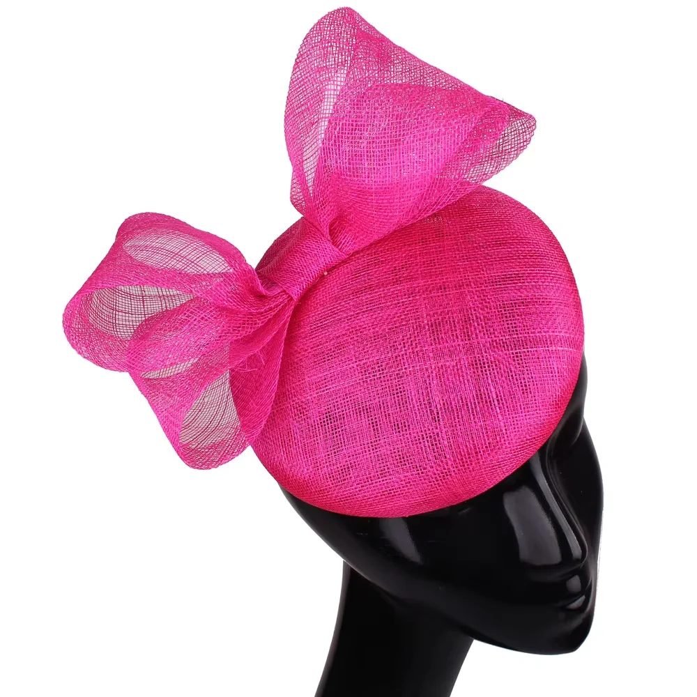 High Quality Sinamay Ladies Fascinator Hat Bow Headwear Cocktail Party Headpiece With Hairpin Bride Hair Accessories Headband view 2