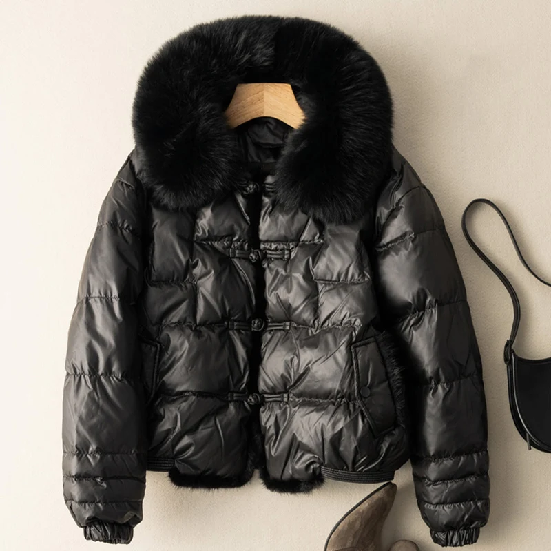 SEDUTMO Winter Duck Down Coat Women Rabbit fur Collar Warm Autumn Quilted Casual Slim Short Feathers Jackets ED1798