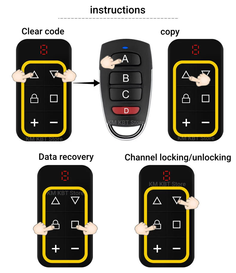 Universal Garage Remote Control Gate Key Duplicator Clone 8 Channels 300-915Mhz Multi-frequency Garage Door Controller 433Mhz
