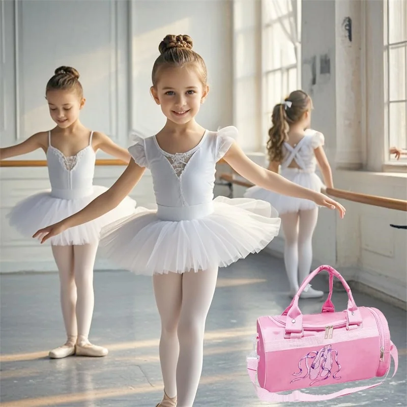 Shoulder Ballet Dance Bags Pink Girls Ballet Sports Dance Shoulder Bag Rucksack Embroidered Bags For Child Girls