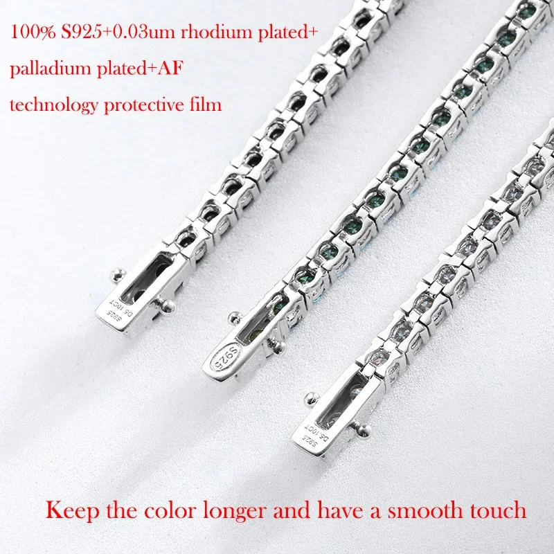 Smyoue 3/4/5mm Pass Diamond Test Moissanite Tennis Bracelets for Women Men Original 925 Sterling Silver Bangles with Certificate