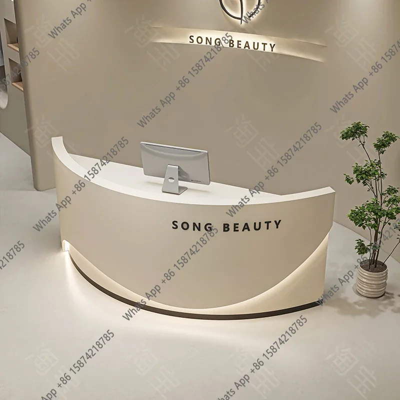 

A68 Sm Sm Beauty Clinic Reception Desks Counter Aesthetics Office Salon Reception Desks Modern Luxury Empfangs Tresen Nordic Fur