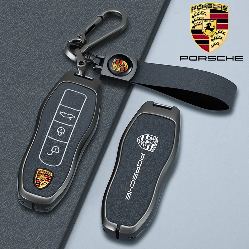 Funda protectora de gamuza de aleación de Zinc para llave de coche, carcasa protectora para Porsche Macan Cayenne Panamera 718 Boxster Cayman Spyder, accesorios