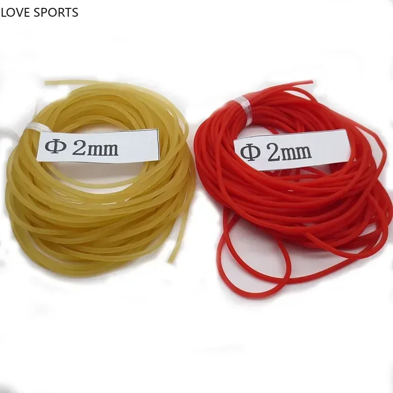 釣り用の赤い天然固体ゴムライン,伝統的なレベルの丸い弾性ロープ,10m, 2mm,新品